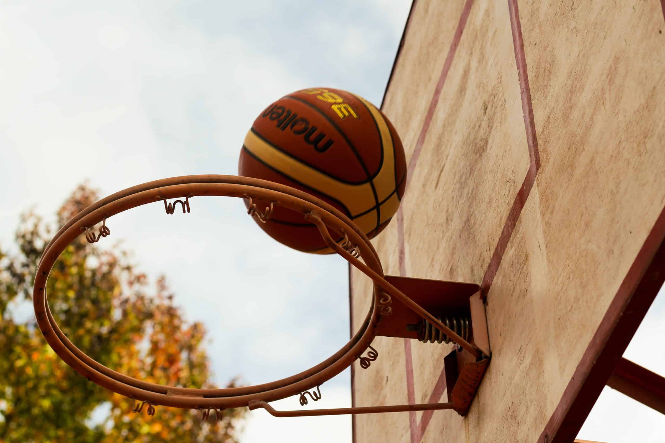basketball going into a hoop